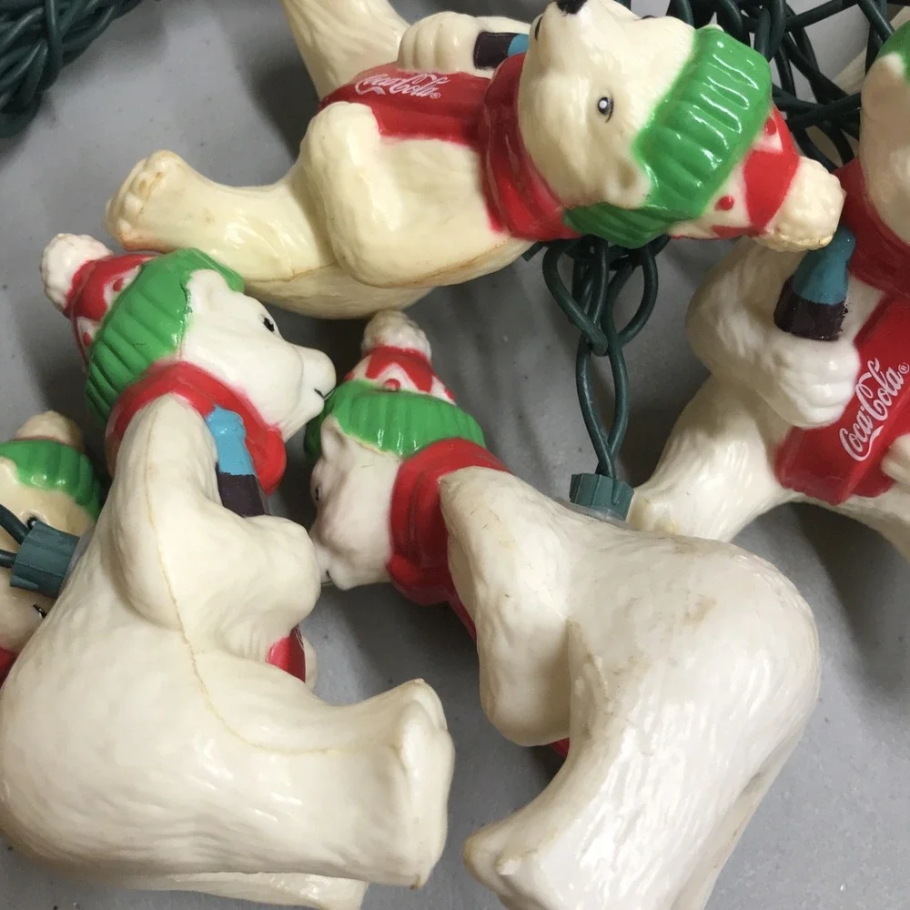 Polar Bear Coca-Cola String Light Set - Indoor/Outdoor 10 Lights Set Works!